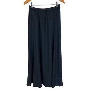 Eileen Fisher 100% Silk Crepe Maxi Skirt Black Sz Medium Minimalist Modern Chic
